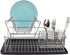 Home Basics Black Kitchen Sink Countertop 2 Tier Dish Rack and Draining Board Cutlery Holder, Fits Large Plates, Dry & Drip Tray, Full Mesh...