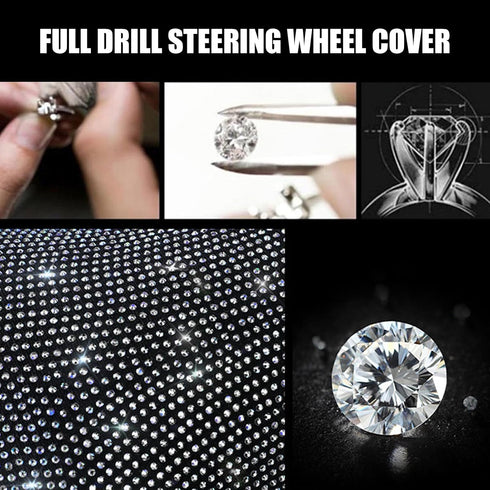 1 PC Bling Car Steering Wheel Cover, 14.9" Thickened Elastic Diamond-Encrusted Charming Steering Wheel Cover, One-Piece Anti-Slip Anti-Scratch Pro...