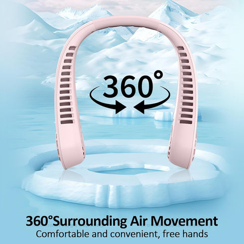 Portable Bladeless Hanging Neck Fans with Screen Display and 5 Speeds Levels, USB Rechargeable, 360° Cooling Wearable Personal Fan for Work Travel...