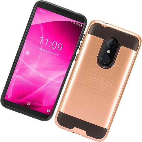Z-GEN - Compatible with T-Mobile REVVL 2 (5.5") REVVL2 5052W - Brushed Style Hybrid Case - CS3 Rosegold...