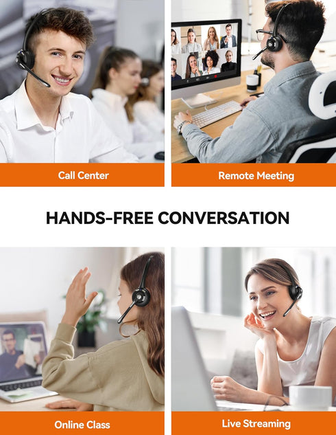 TECKNET Bluetooth Headset, Wireless Headset with Noise Canceling Microphone for Trucker, On-Ear Bluetooth Headset with Mute Mic for Work, Cellphon...