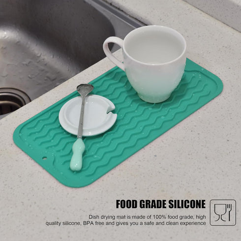 Silicone Dish Drying Mat for Multiple Usage, Easy clean, Eco-friendly, Heat-resistant Dish Drainer Mat for Kitchen Counter,Sink,Refrigerator or Dr...