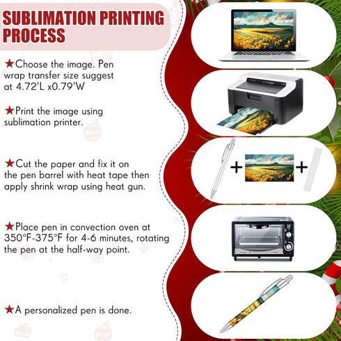 Yexiya Sublimation Pens Blank Heat Transfer Pen Sublimation Ballpoint Pen with Shrink Wrap White Aluminum Customized Clip Pen School Supplies for ...