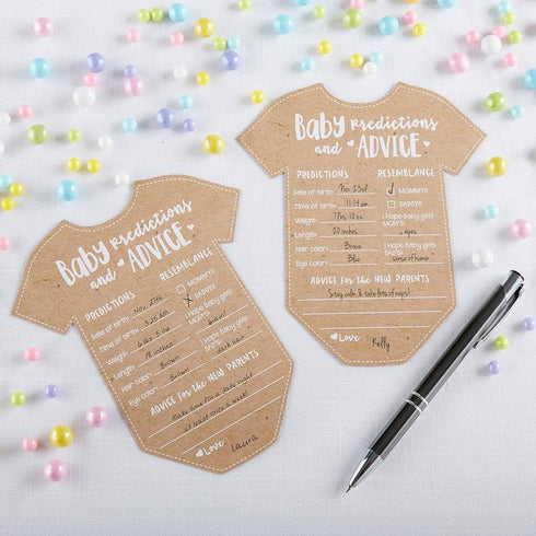 Kate Aspen Baby Predictions for Baby Shower Advice Cards - 50-Count Onesie Shaped Baby Shower Games for Girl or Boy - Gender Neutral Decor, Table ...
