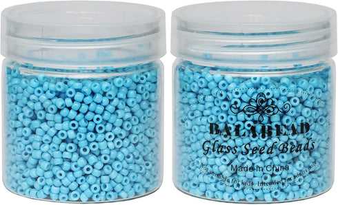 Opaque Light Blue Color Loose Seed Beads About 4000pcs in Box 8/0 Glass Craft Seed Beads for Jewelry Making, Hole 0.7mm (Light Blue)...