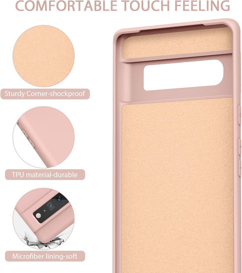 Amzpas TPU Case for Google Pixel 6 Pro, Durable Protective Shockproof Phone Case, Soft Anti-Scratch Smart Phone Cover for Women Men Sand Pink...