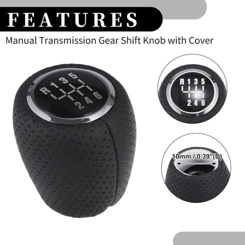 6 Speed Manual Gear Shift Knob - Car Gearbox Stick Shifter Lever Knob - for Chevrolet Cruze 2008-2012 Plastic Faux Leather Black Silver Tone - 1 P...