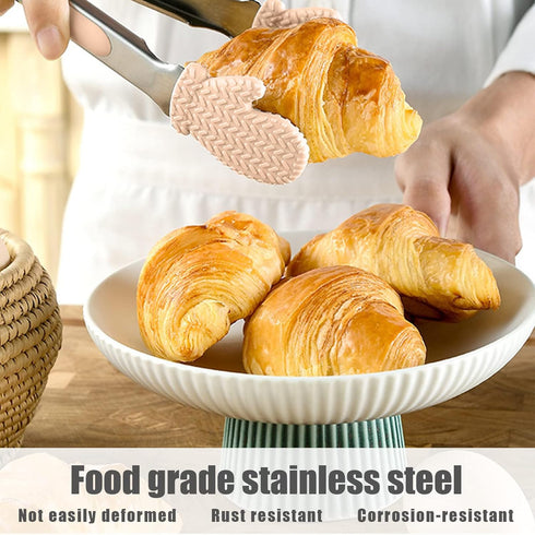 Stainless Steel Kitchen Tongs for Cooking, Set of 2-9 and 12 Inch Heat Resistant Serving Tongs with Silicone Tips, Heavy Duty Food Tongs with Rubb...