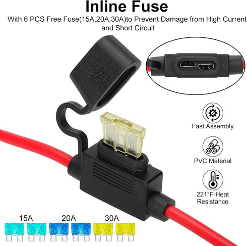 Linkstyle 10 AWG SAE to O Ring Terminal Harness,2PCS 2FT/60CM SAE Battery Connector, 2Pin Quick Disconnect SAE Battery Extension Cord Cable with 1...