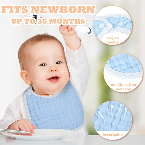 Loopeer 10 Pcs Snap Muslin Bibs Baby Bibs for Boy Girl Infants Newborns Bib Soft Snap Bibs for Teething Drooling (Colorful)...