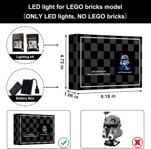 Vaodest LED Light for Lego Captain Rex Helmet Set 75349 Building Blocks Model Set,Design and Configuration Compatible with Model 75349(LED Light O...
