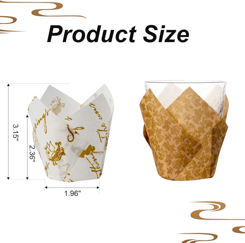 200Pcs Tulip Cupcake Liners for Baking Cups With Three Fancy Designs Muffin Liners Holders Premium Baking Cups Cupcake Wrappers Christmas Bakery C...