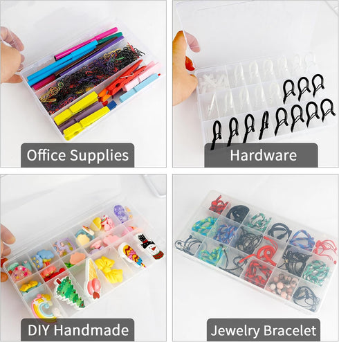 24 Grids Plastic Organizer Box With Dividers Clear Craft Storage Bead Organizer Box Earring Organizer Travel Pill Organizer Jewelry Organizer Stor...