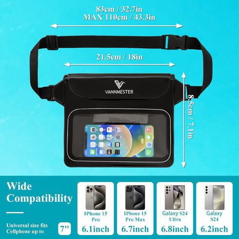 Waterproof Waist Pouch,Screen Touchable Dry Belt Bag,Waterproof Waist Bag,Waterproof Fanny Pack for Swimming Kayaking Snorkeling Beach -Black...