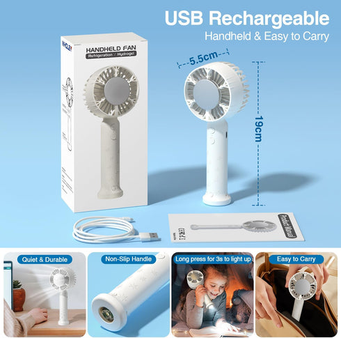 Handheld Cooling Fan, Portable Mini Fan with Cold Compress Function, USB Rechargeable Battery, 3 Speeds Adjustable Rechargeable for Eyelash Makeup...