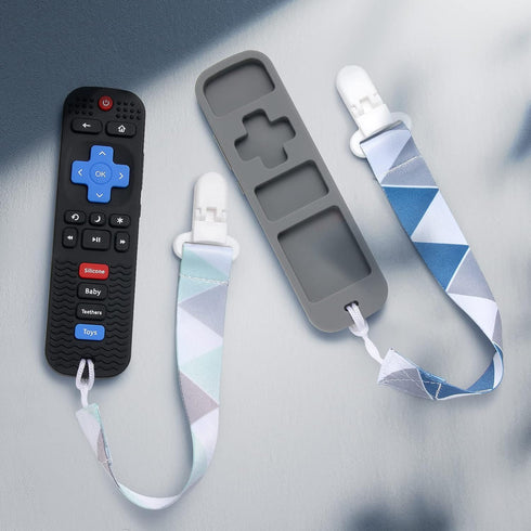 2 pack Silicone Baby Teething Toys, Remote Control Shape Teething Toys for Babies 6-12 Months, BPA free, Soft and Textured Teether Relief Soothe G...