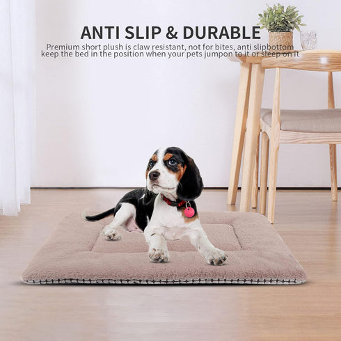 Reversible Dog Bed Mat with Plush and Corn Velvet,Soft Warm Pet Cushion, Dual Purpose Washable Sleeping Mattress Bed for Small Medium Large Dog an...