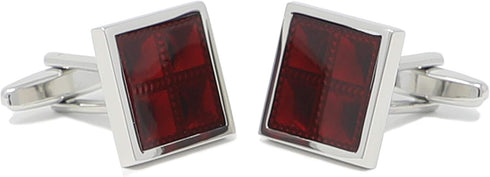 Square Burgundy Checks Cufflinks With Box Red Cuff Links Men Gift...