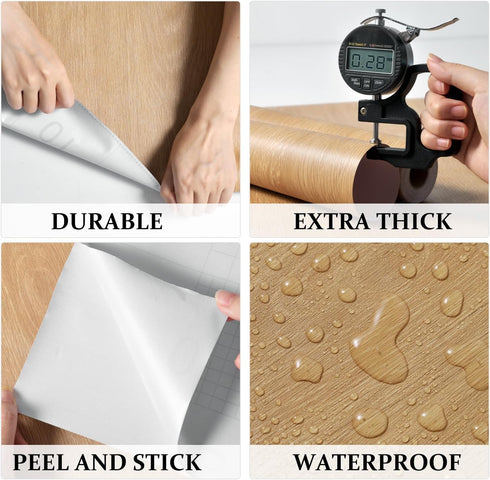 DUUEIHHUER Wooden Wallpaper Removable Wallpaper Upgrade Thickened Waterproof Wallpaper Self-Adhesive Contact Paper Suitable for Wall Kitchen Count...