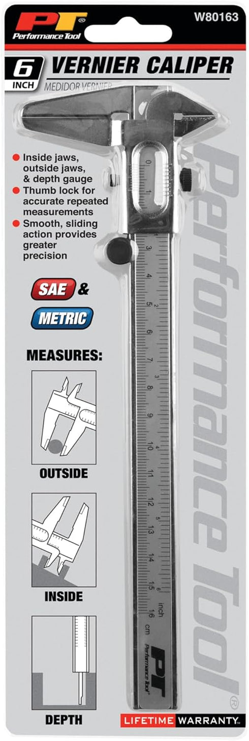 Performance Tool W80163 6-Inch Non Digital Vernier Calipers Set...