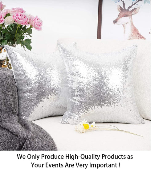 ShinyBeauty Sequin Pillow Case 24x24-Inch Silver Sequins Decorative Throw Pillows Covers Sequins Pillow Cover Pillows Cushion Cases Sofa Accent Pi...