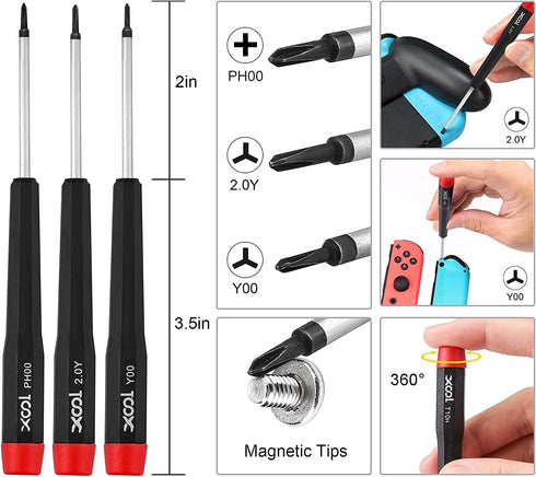 XOOL Tri Tip Screwdriver, 17 in 1 Professional Screwdriver Game Bit Repair Tools Kit for Switch JoyCon PS3 PS4 PS5 Xbox One 360 Gamebit NES SNES D...