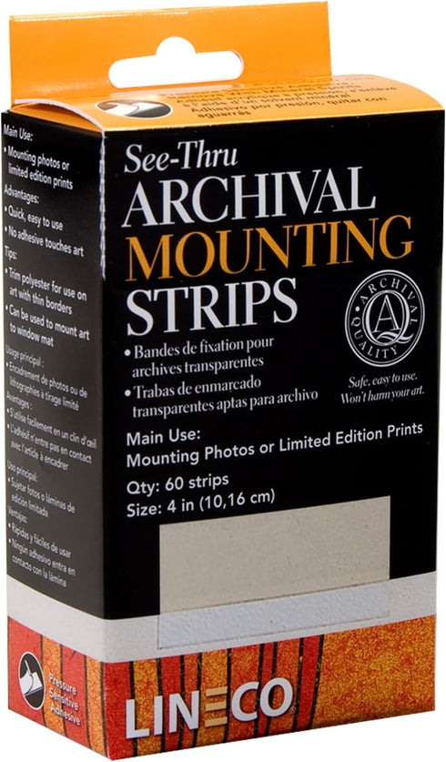Lineco 4 Inches See-Through Archival Polyester Mounting Strips. Acid-Free, Framing Photos, Hinge-Less, Sturdy, Safe, Conservation, Easy, Artwork, ...