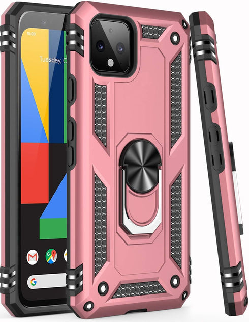 LUMARKE for Google Pixel 4 Case with Screen Protector,Pass 16ft. Drop Tested Military Grade Protective Phone Cover with Magnetic Ring Kickstand Co...