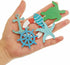 Coastal Cruise Ship Miniature Beach Themed Craft Wood Cutout Starfish, Sea Turtle, Sea Ring, Captain Wheel and Fish Small Wood Nautical Marine Cut...