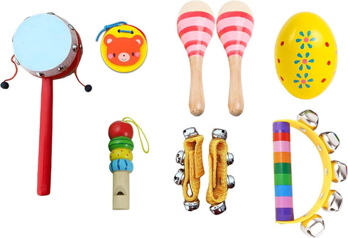 Toddler Musical Instrument, Wooden Percussion Musical Instruments Toy for Kids Toddlers, Preschool Educational Instrument Toy Set with Rattle Drum...