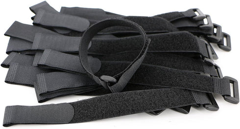 50-PCS Black Hook and Loop Reusable Fastening Cable Tie Down Straps- 0.8" x 8"...