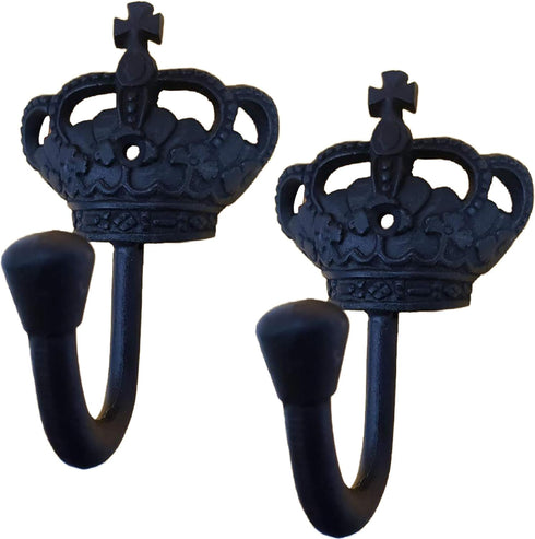 (1) 4.25" - Imperial Crown - BB-249 - Coat Hook - for Coats, Bags, Hand Towel etc - Black Wrought Iron Finish...