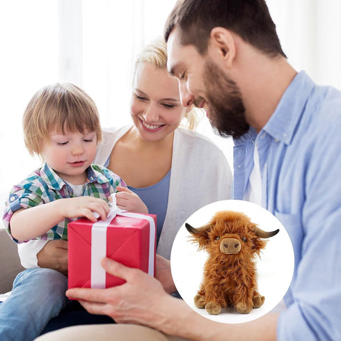 Scottish Highland Cow Plush, Cute Realistic Cow Stuffed Animals Soft Farm Plushie Toy, Highland Cow Accompany Plush Toy Birthday Gifts for Kids Ad...