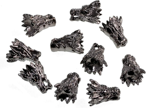 AD Beads Solid Metal 10 Pieces 12x15mm Gunmetal Dragon head Spacer Beads for necklace bracelet craft design...