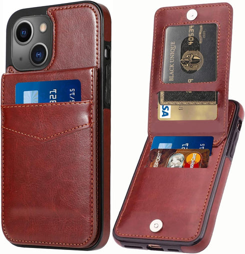 iPhone 13 Wallet Case with Credit Card Holder for Women Men PU Leather Wallet Case for iPhone 13 Case 6.1 inch (Sepia Brown)...