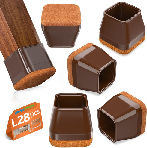28Pcs Brown Chair Leg Floor Protectors for Hardwood Floors, Silicone Chair Leg Covers Bar stools Leg Caps, Dining Room Chair Leg Protectors, Felt ...