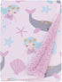 NOJO Sugar Reef Mermaid Pink, Aqua, Gray Super Soft Sherpa Baby Blanket...