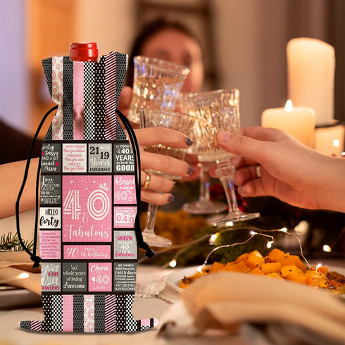 Funny 40th Birthday Gifts Women Men Wine Bag, Happy Anniversary 40th Birthday Party Decorations Man Woman Wine Bags, 40 Year Old Birthday Gifts fo...