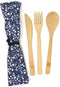 Honbay 3PCS Japanese Style Creative Eco-friendly Bamboo Flatware Set Reusable Utensils with a Retro Pouch -Spoon, Fork, Knife...