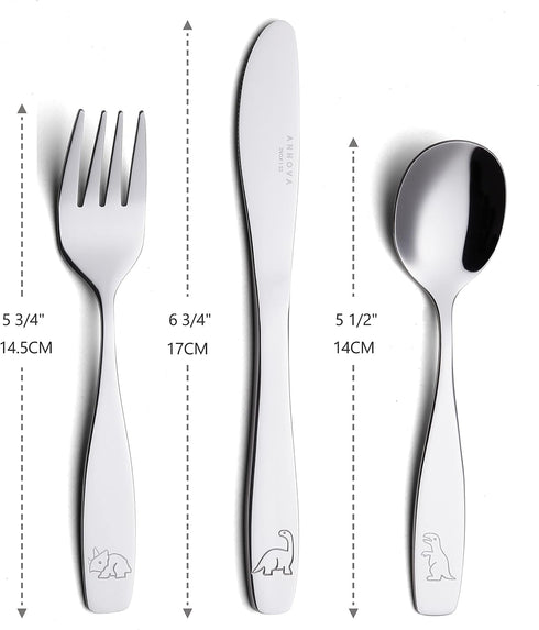 ANNOVA Kids Silverware 10 Pieces Children's Safe Flatware Set Stainless Steel - 4 x Forks, 4 x Dinner Spoons, 2 x Safe Knife Toddler Utensils, Met...