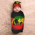 Baby Newborn Swaddle Blanket with Beanie Hat- Jamaican Lion Flag Pattern Receiving Blanket Sleep Sack for Girls Boys Infant Gifts...