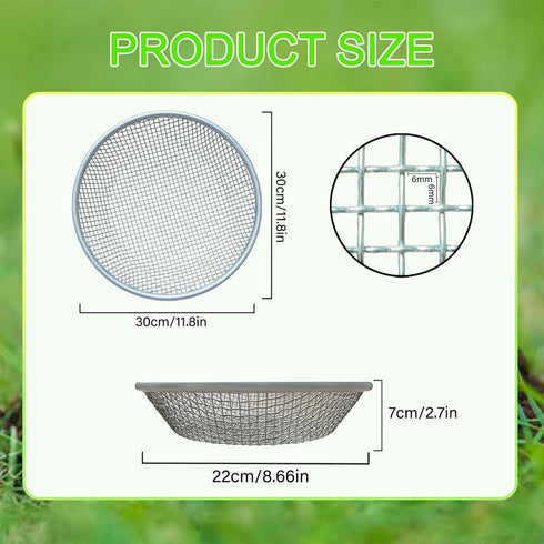 1/4 Inch Compost Sifter for Garden Sand Soil, Garden Potting Mesh Sieve Sifting Pan,Soil Sifter Mesh Gardening Tool Best for Plants and Flowers Gr...