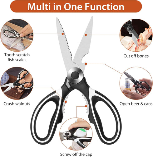 Kitchen Scissors,Heavy duty Food scissors,Multipurpose Stainless Steel Food Scissors for Poultry,Fish, Meat, Vegetables Herbs, Bones, Dishwasher S...