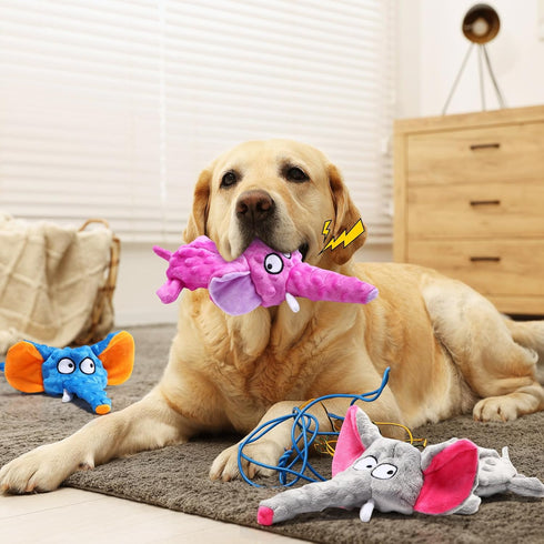 4 Pack Squeaky Dog Toys, Dog Toys for Aggressive Chewers, Tough Plush Dog Toys for Large Dogs, Wrinkly Interactive Puppy Toys for Small and Medium...