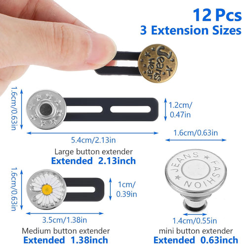 Tyqour 12Pcs Button Extenders for Jeans No Sewing Pant Waist Extender Adjustable Waistband Extenders Jean Button Extender for Loose Jeans for Men ...