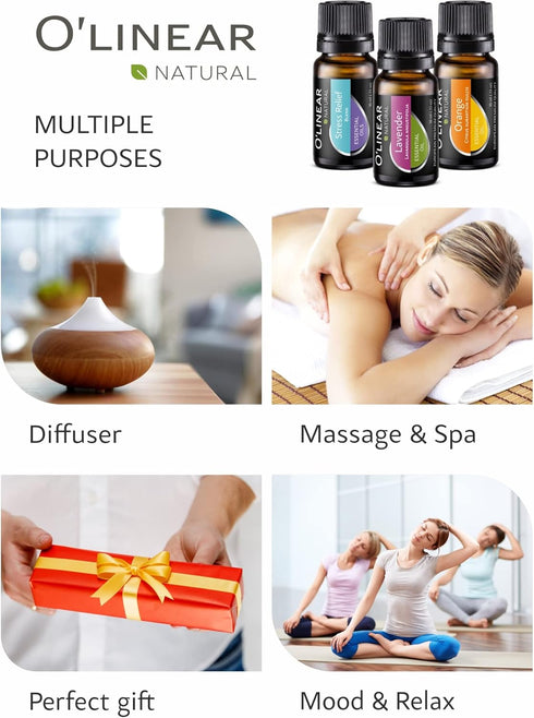 Essential Oils Set - 4 Oils & 2 Blends, Top 6 Oils for Diffusers for Home, Relief, Serenity Dream Oil Blend Aromatherapy, Peppermint, Orange, Lave...