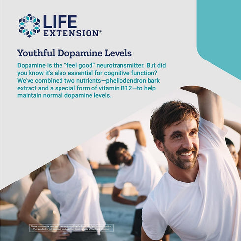 Life Extension Dopamine Advantage - Phellodendron Bark Extract Supplement with Vitamin B12 - for Youthful Dopamine Levels and Brain Health - Glute...