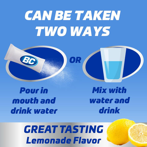 BC MAX Strength Fast Pain Relief Powder, Lemonade Flavor Aspirin 500mg and Acetaminophen 500mg Dissolve Packs, 16 Count...