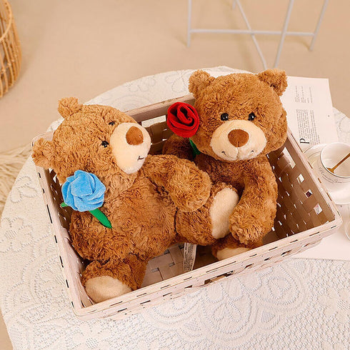 Cute Stuffed Bear 11.02 Inch Teddy Bear Stuffed Animal with Rose Small Teddy Bear Plush Toy Valentine's Day Stuffed Animal Bear for Girlfriend Kid...