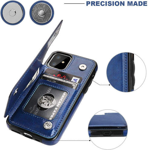 for iPhone 11 Wallet Case with Card Holder,OT ONETOP PU Leather Kickstand Card Slots Case,Double Magnetic Clasp and Durable Shockproof Cover for i...